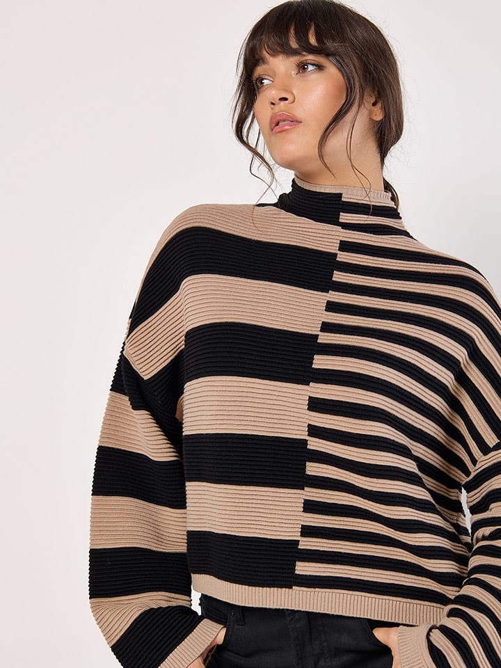 Sveter Apricot Hellbraun/ Schwarz 6535004 Pullover in Hellbraun/ Schwarz - 2