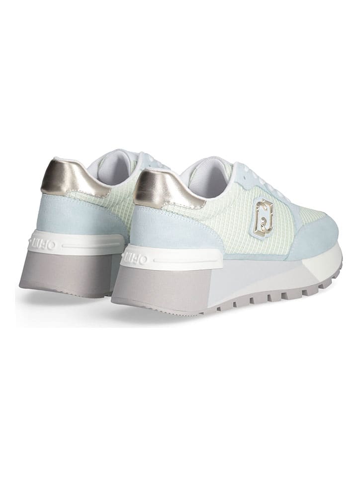 Tenisky Liu Jo Creme/ Hellblau 7703033 Leder-Sneakers in Creme/ Hellblau - 3