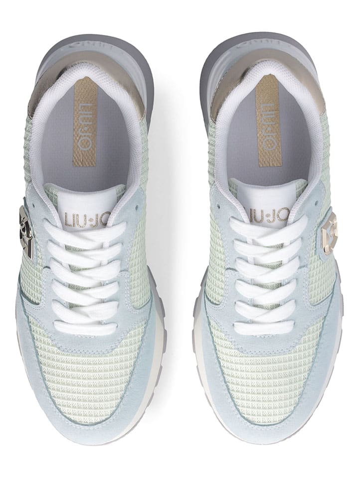 Tenisky Liu Jo Creme/ Hellblau 7703033 Leder-Sneakers in Creme/ Hellblau - 4