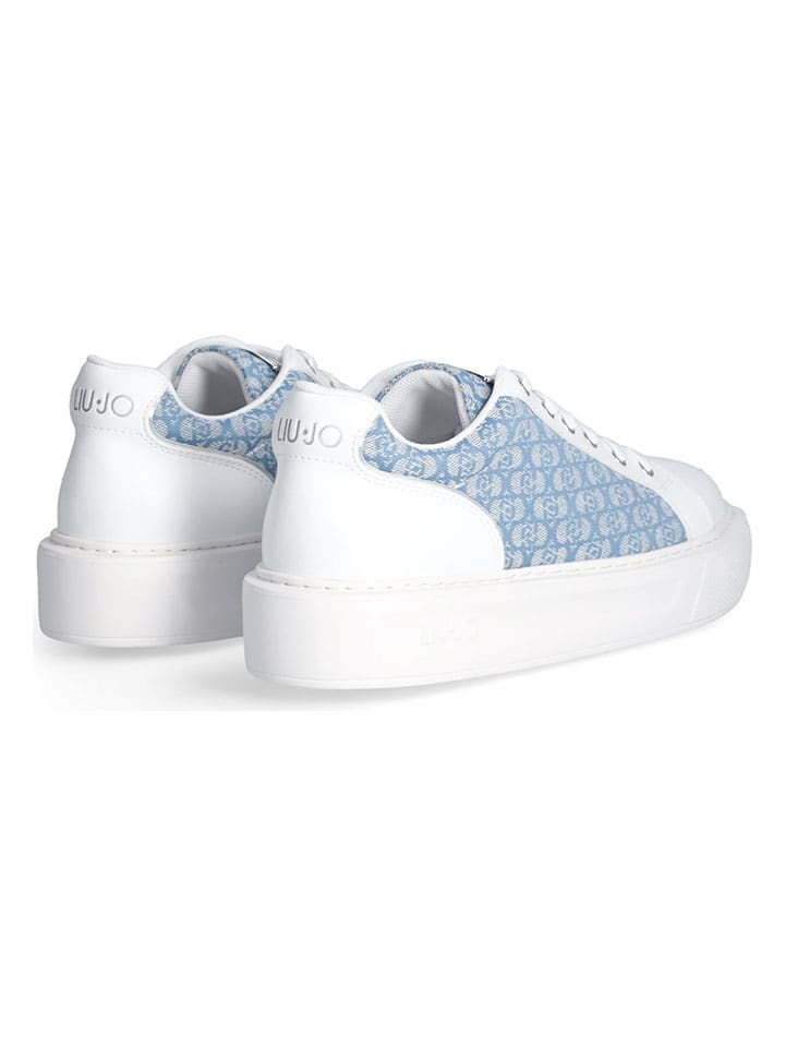 Tenisky Liu Jo Weiß/ Hellblau 9502072 Leder-Sneakers in Weiß/ Hellblau - 3