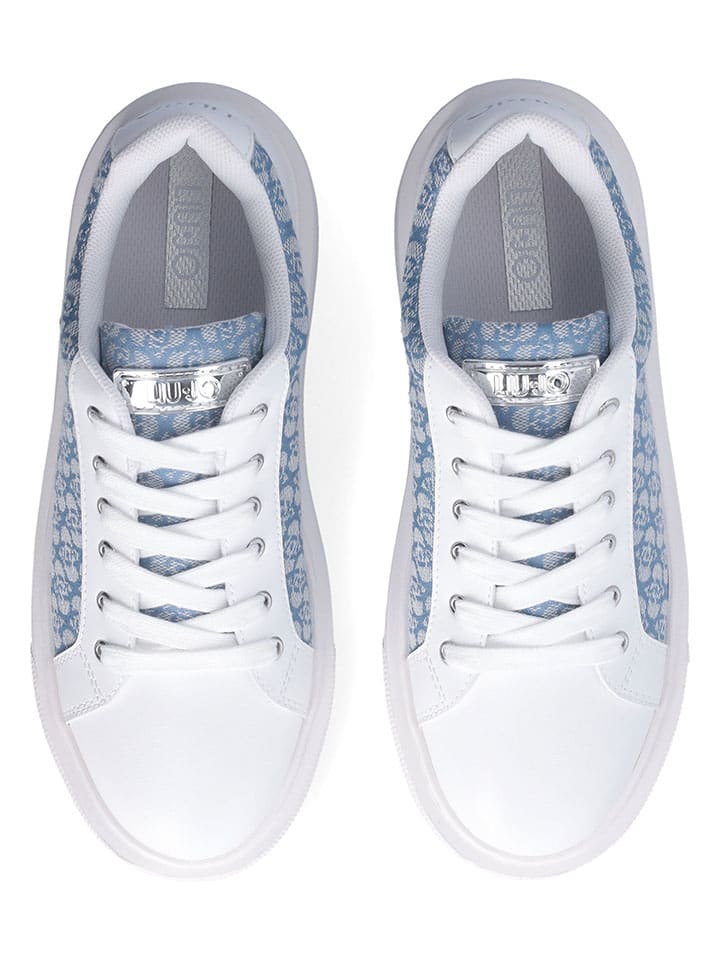 Tenisky Liu Jo Weiß/ Hellblau 9502072 Leder-Sneakers in Weiß/ Hellblau - 4