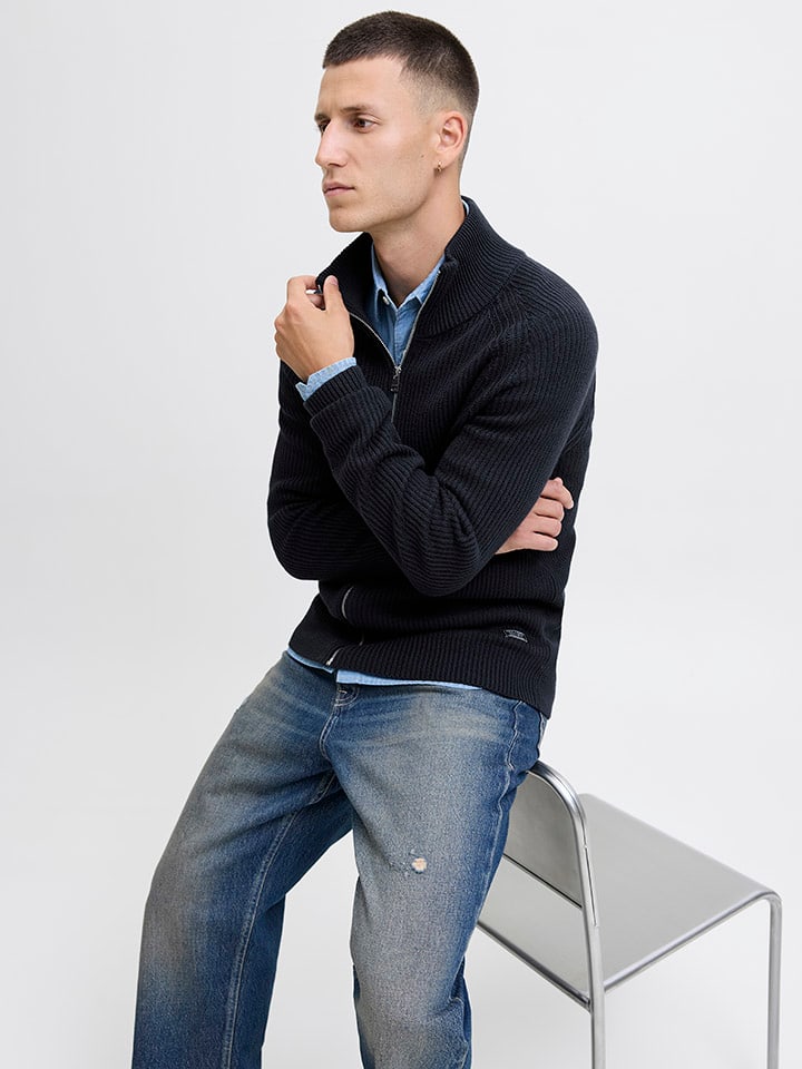 Sveter Jack & Jones Schwarz 258008 Cardigan in Dunkelblau - 4