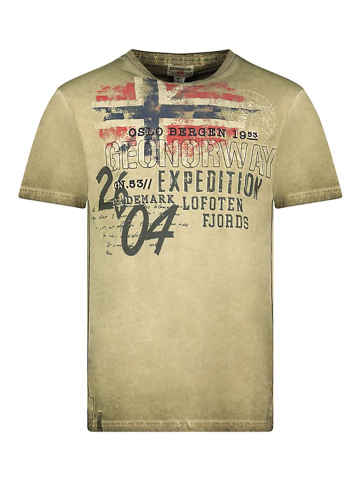 Tričko Geographical Norway Khaki 7124090 Shirt "Jelegant" in Khaki - 1