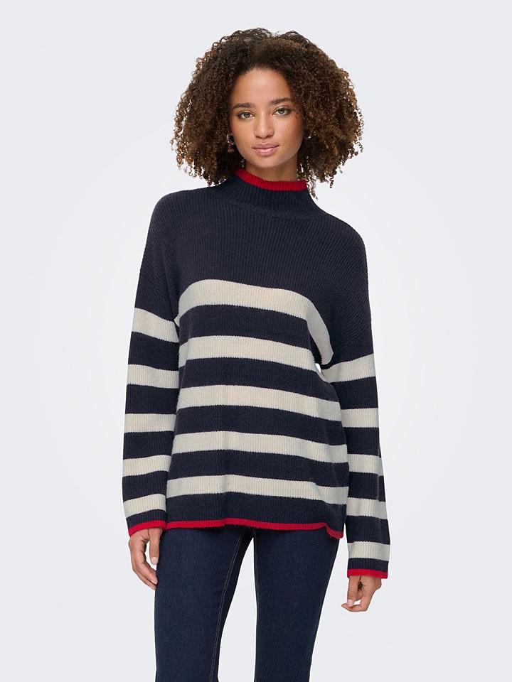 ONLY Dunkelblau/ Weiß/ Rot 607241 Pullover in Dunkelblau/ Weiß/ Rot - 3