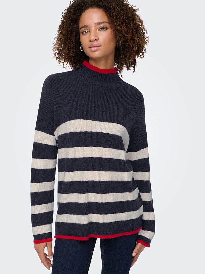 ONLY Dunkelblau/ Weiß/ Rot 607241 Pullover in Dunkelblau/ Weiß/ Rot - 4