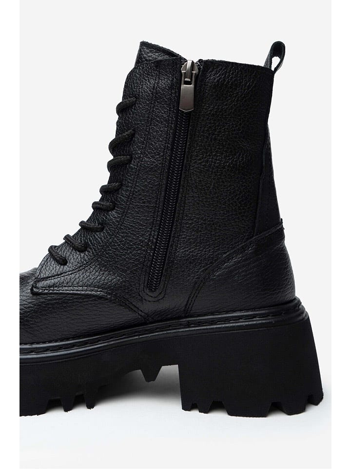 Kozačky trendyol Schwarz 9270780 Leder-Stiefeletten in Schwarz - 7