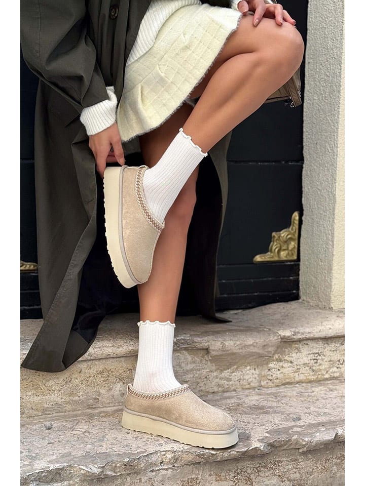 Boty trendyol Beige 9328375 Leder-Ankle-Boots in Beige - 2