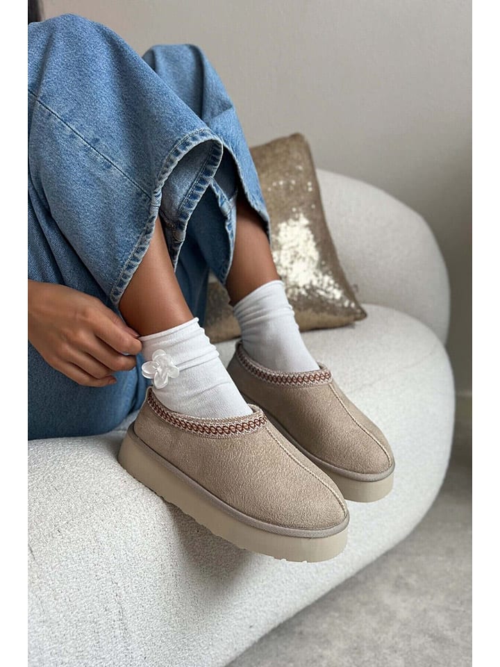 Boty trendyol Beige 9328375 Leder-Ankle-Boots in Beige - 7