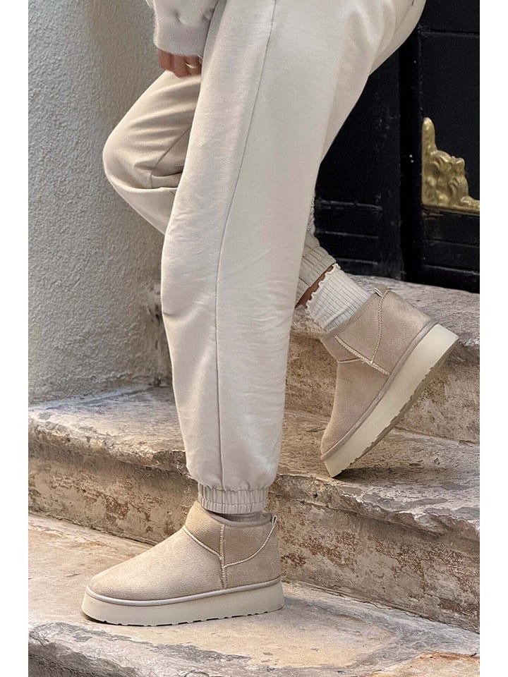 Boty trendyol Beige 4096617 Leder-Ankle-Boots in Beige - 3