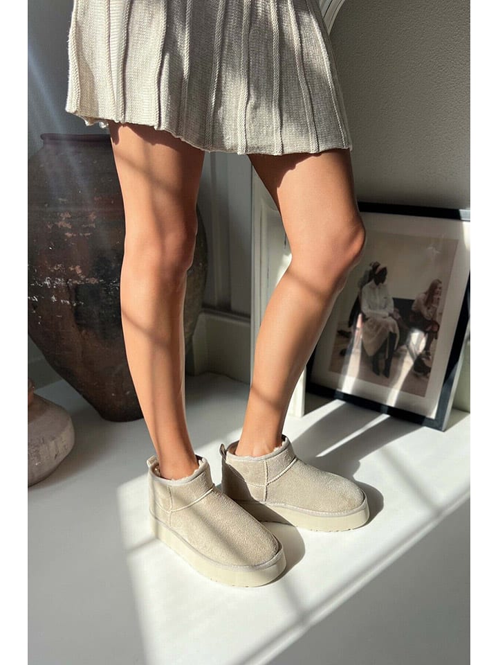 Boty trendyol Beige 4096617 Leder-Ankle-Boots in Beige - 4