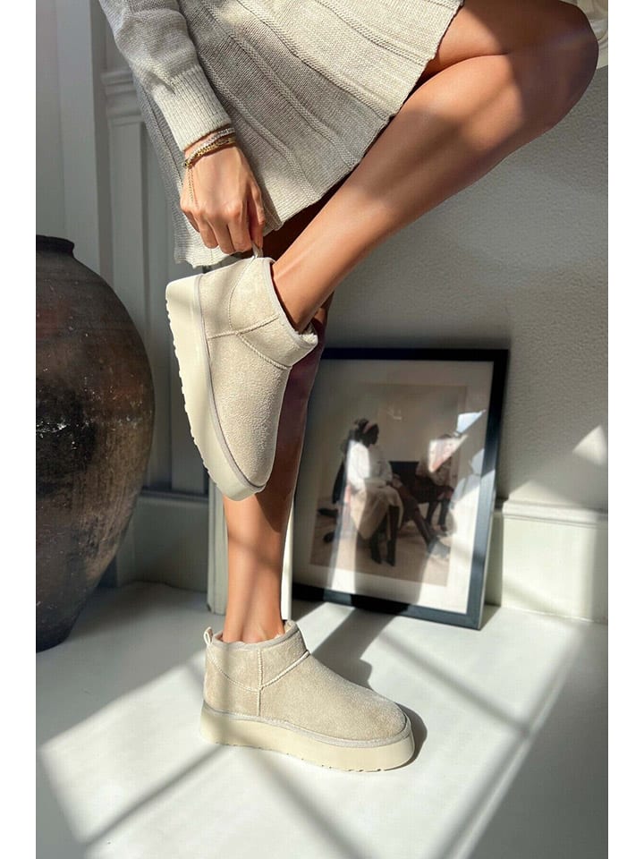 Boty trendyol Beige 4096617 Leder-Ankle-Boots in Beige - 5