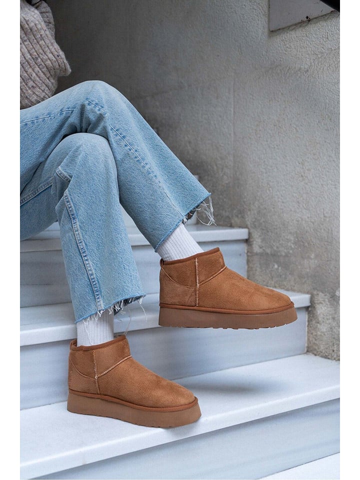 Boty trendyol Hellbraun 8840061 Leder-Ankle-Boots in Hellbraun - 3