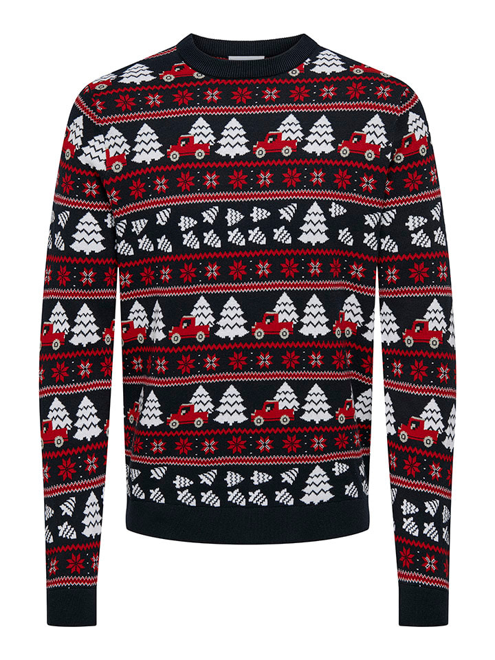 Svetr ONLY & SONS Schwarz/ Rot 7795177 Pullover in Schwarz/ Rot - 6
