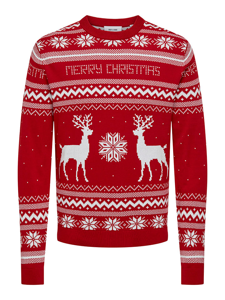 Svetr ONLY & SONS Rot/ Weiß 3332354 Pullover in Rot/ Weiß - 7