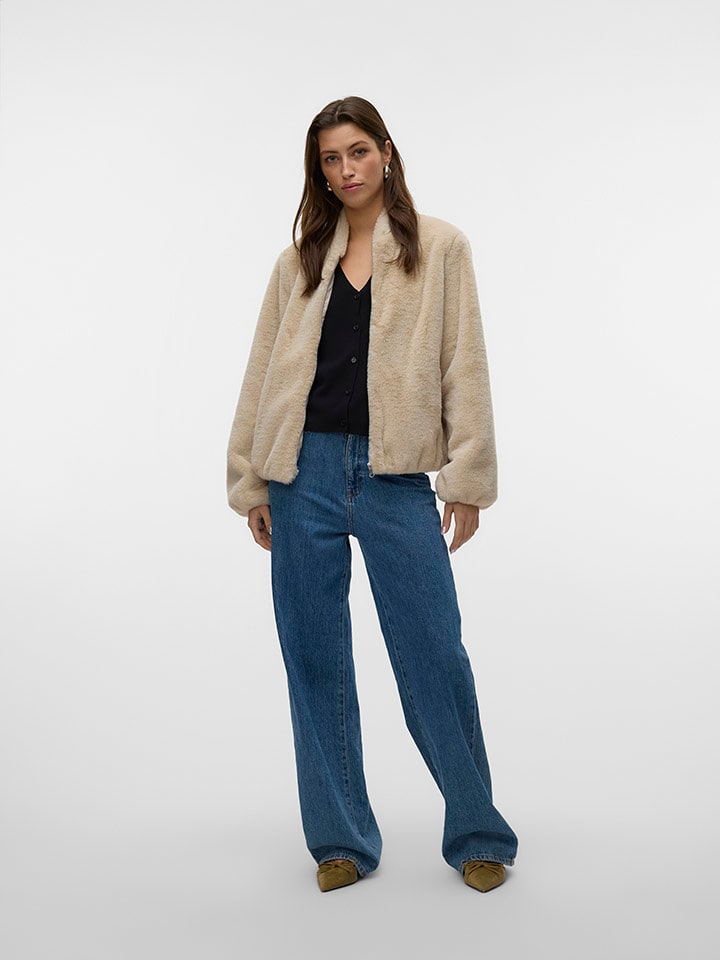 Bunda Vero Moda Beige 302167 Kunstpelzjacke "VMSONJALIGA" in Beige - 3