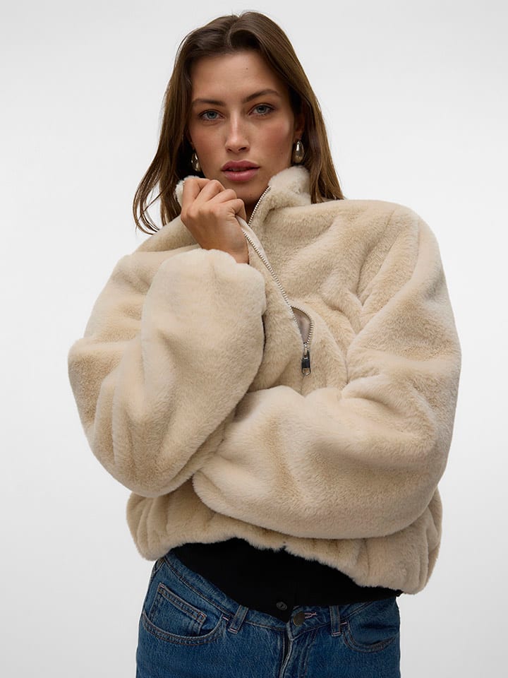 Bunda Vero Moda Beige 302167 Kunstpelzjacke "VMSONJALIGA" in Beige - 5