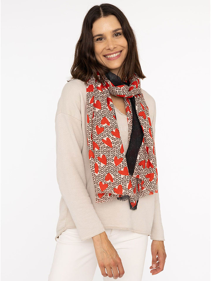 Zwillingsherz Beige/ Rot/ Schwarz 3241470 Schal in Beige/ Rot/ Schwarz - (L)180 x (B)60 cm - 2