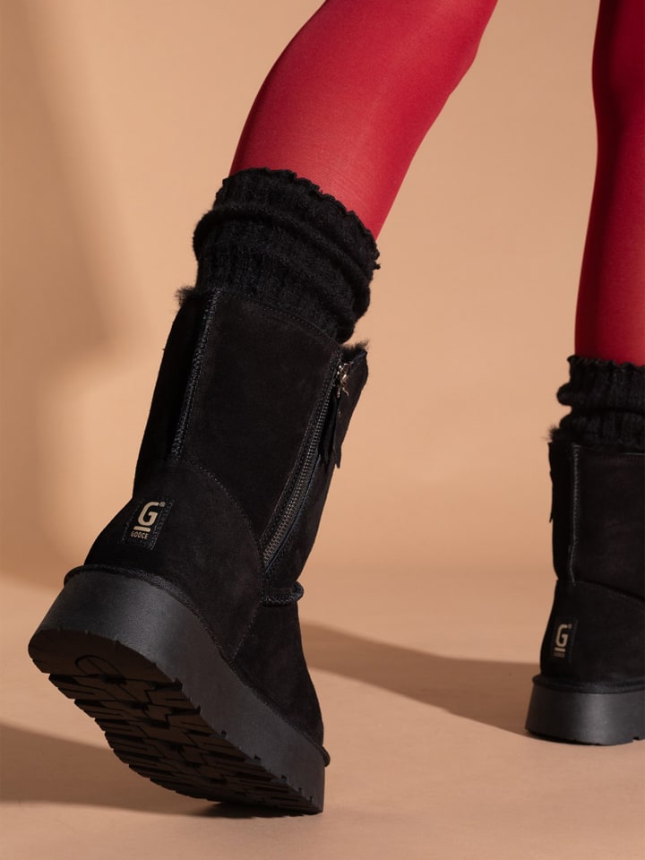 Boty Gooce Schwarz 8738214 Leder-Winterboots "Tempe" in Schwarz - 4
