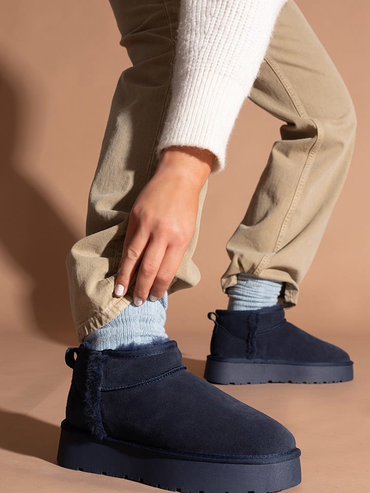 Boty Gooce Dunkelblau 657561 Leder-Winterboots "Wizz" in Dunkelblau - 8