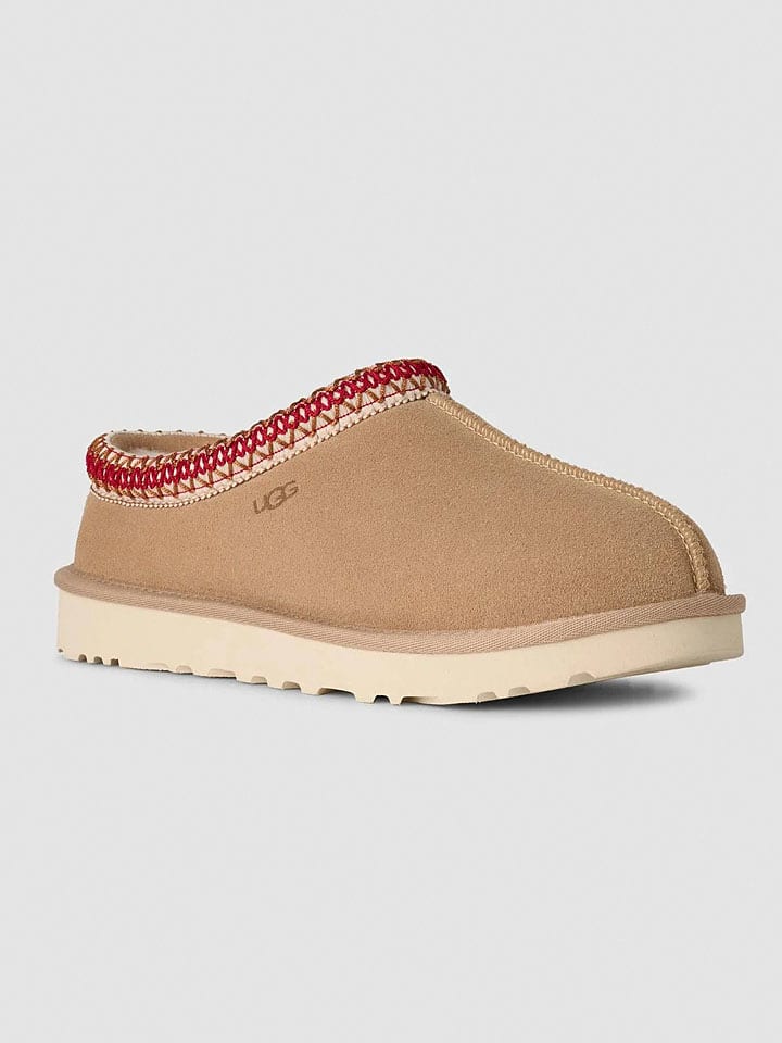 UGG Beige/ Rot 1209930 Leder-Hausschuhe "Tasman II" in Beige/ Rot - 2