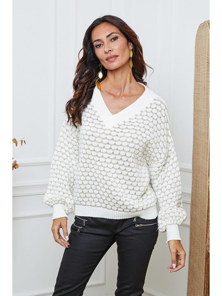Sveter So Cachemire Weiß/ Beige 431191 Pullover "Azul" in Weiß/ Beige - 1