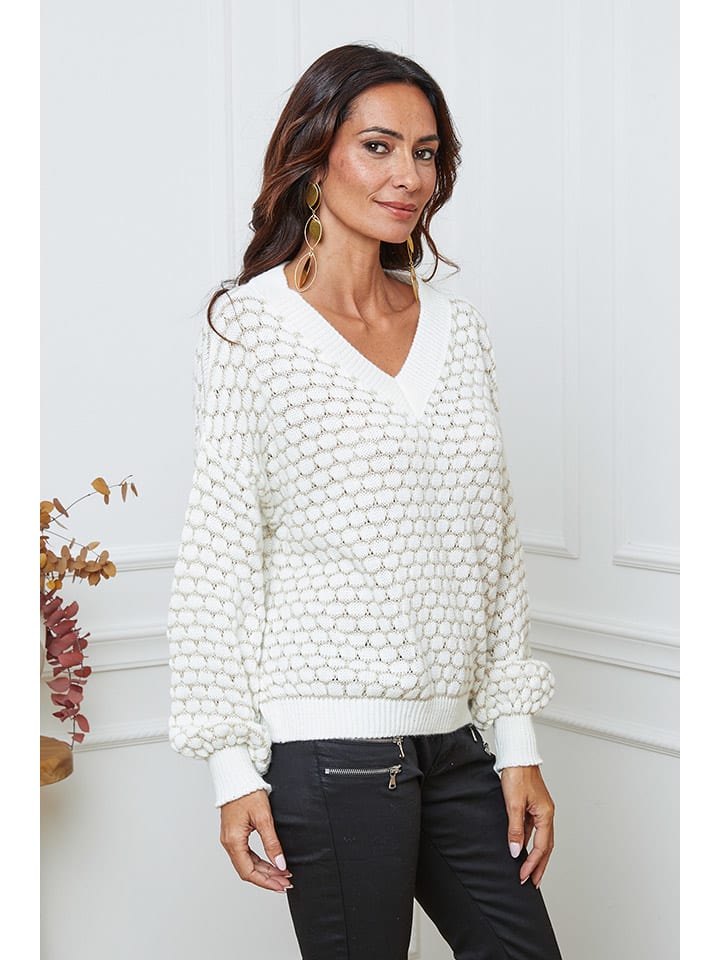 Sveter So Cachemire Weiß/ Beige 431191 Pullover "Azul" in Weiß/ Beige - 2