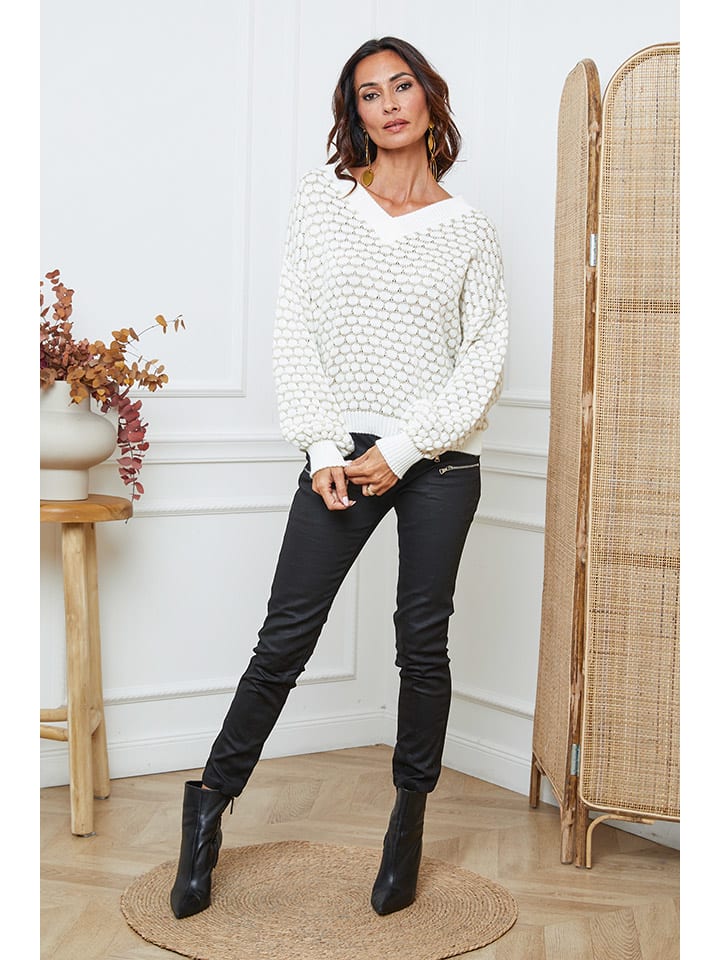 Sveter So Cachemire Weiß/ Beige 431191 Pullover "Azul" in Weiß/ Beige - 5
