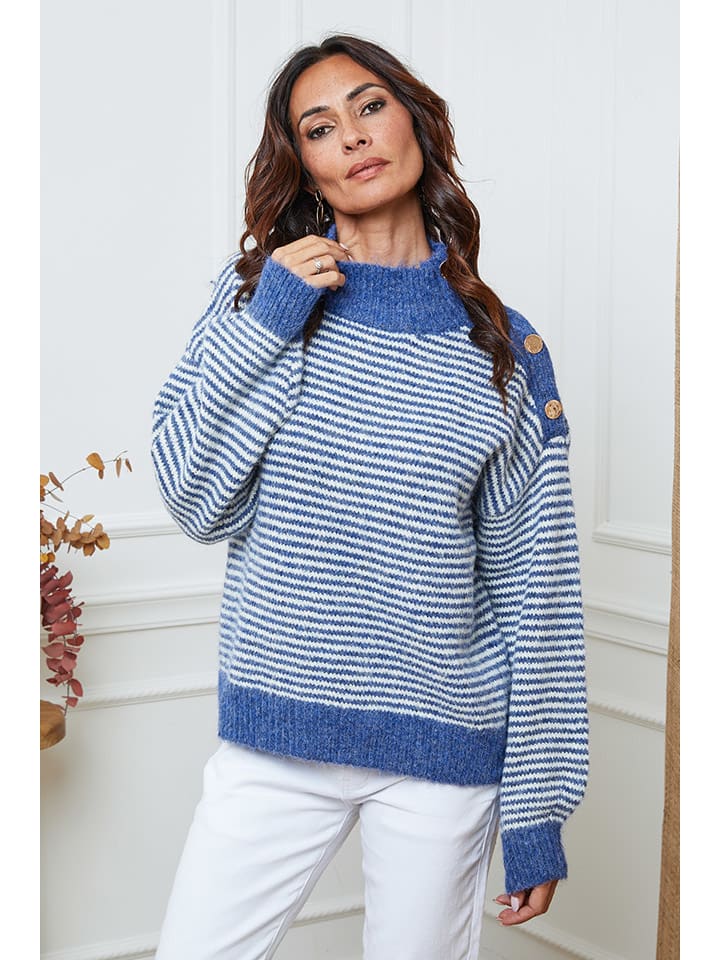 Sveter So Cachemire Blau/ Weiß 2578555 Pullover "Calinia" in Blau/ Weiß - 1