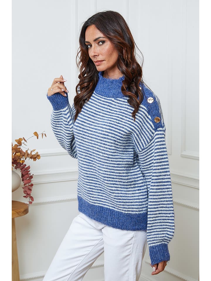 Sveter So Cachemire Blau/ Weiß 2578555 Pullover "Calinia" in Blau/ Weiß - 2