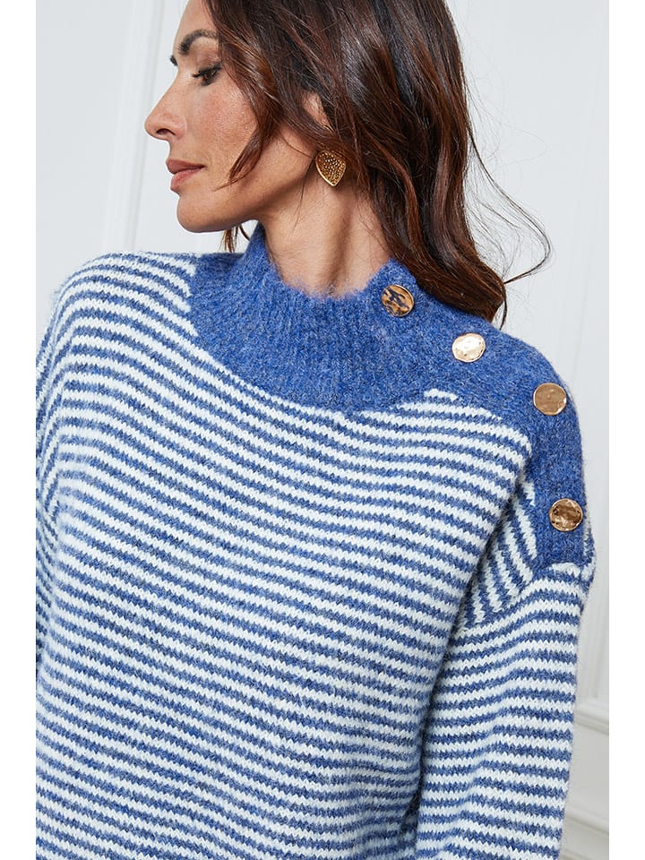 Sveter So Cachemire Blau/ Weiß 2578555 Pullover "Calinia" in Blau/ Weiß - 4