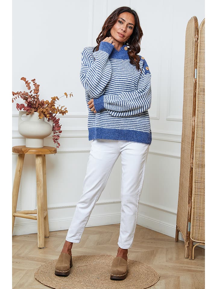 Sveter So Cachemire Blau/ Weiß 2578555 Pullover "Calinia" in Blau/ Weiß - 5