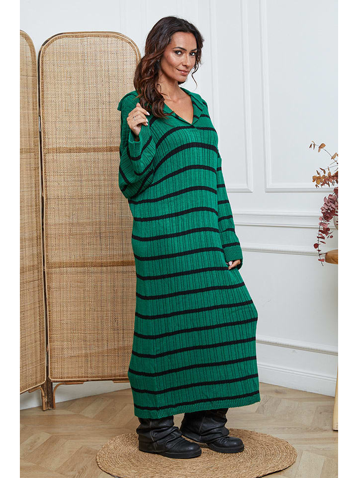 Šaty So Cachemire Grün/ Schwarz 700564 Strickkleid "Dowell" in Grün/ Schwarz - 2