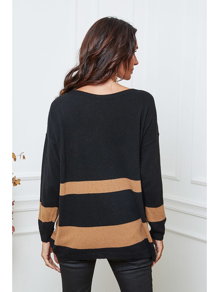 Sveter So Cachemire Schwarz/ Hellbraun 757357 Pullover "Ellev" in Schwarz/ Hellbraun - 3