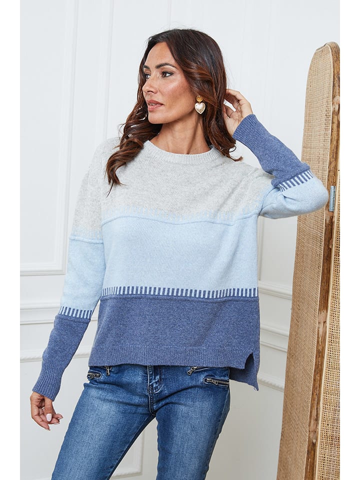 Sveter So Cachemire Grau/ Hellblau/ Blau 2299427 Pullover "Lurcia" in Grau/ Hellblau/ Blau - 1