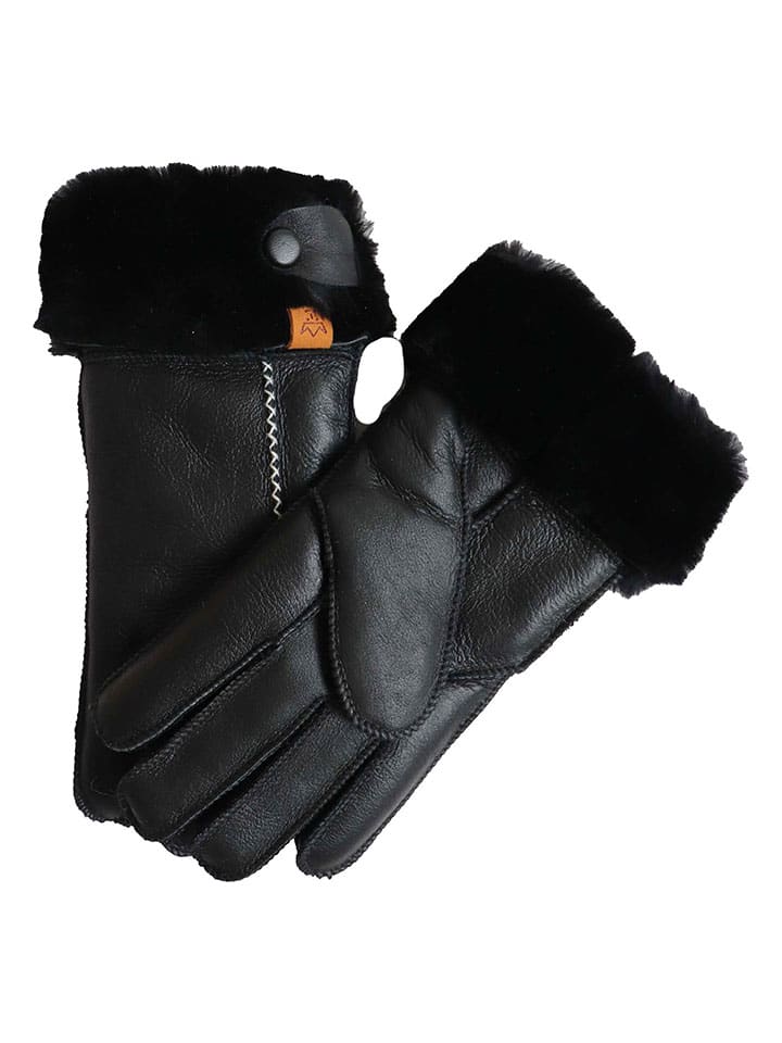Rukavice Kaiser Naturfellprodukte Schwarz 4828143 Lammfell-Handschuhe "Lady" in Schwarz - 4