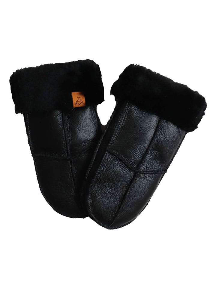 Rukavice Kaiser Naturfellprodukte Schwarz 461005 Lammfell-Fäustlinge "Nappa" in Schwarz - 1