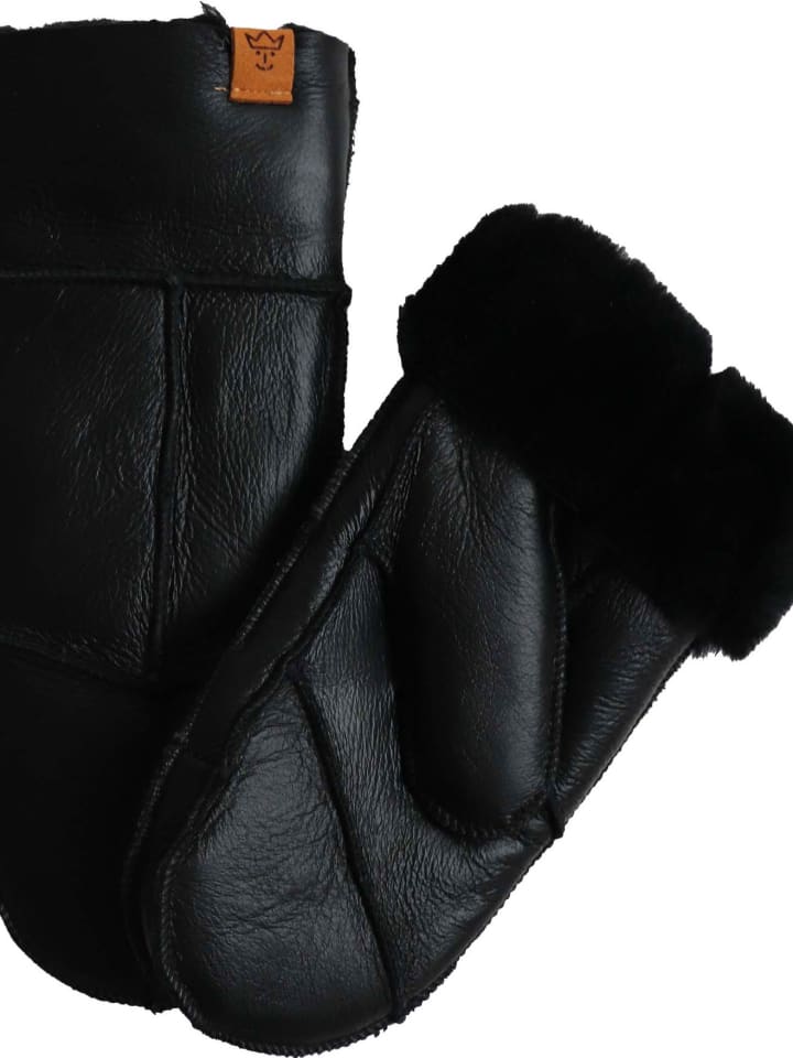 Rukavice Kaiser Naturfellprodukte Schwarz 461005 Lammfell-Fäustlinge "Nappa" in Schwarz - 4