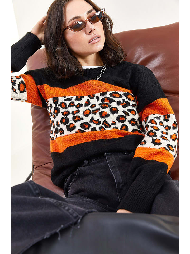 Sveter Bianco Lucci Schwarz/ Orange 6299154 Pullover in Schwarz/ Orange - 1