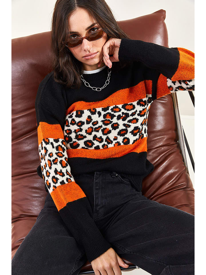 Sveter Bianco Lucci Schwarz/ Orange 6299154 Pullover in Schwarz/ Orange - 3