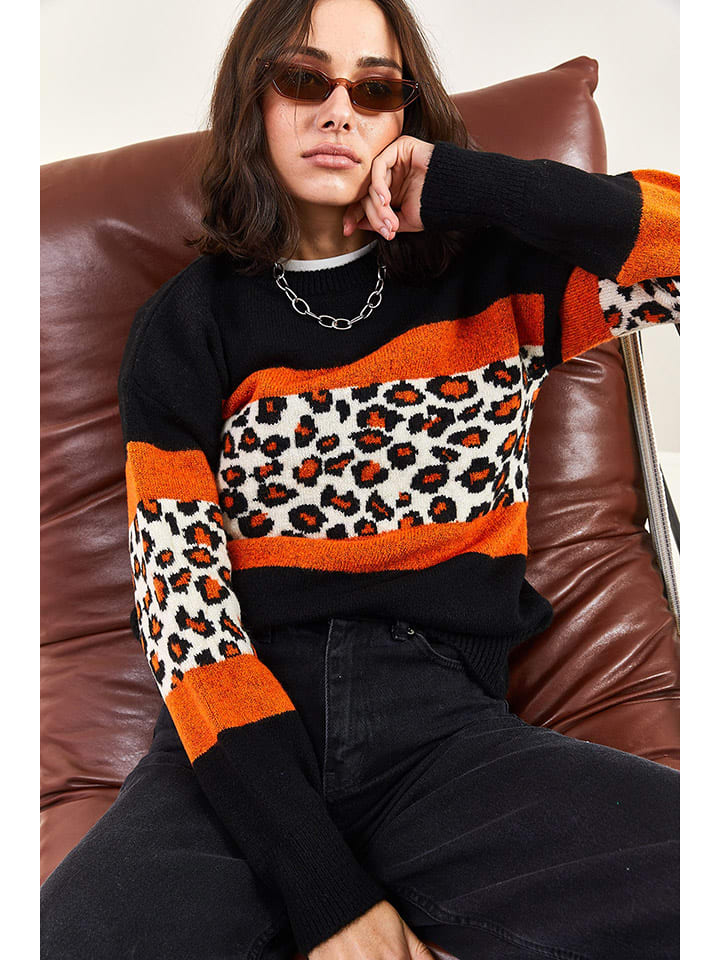 Sveter Bianco Lucci Schwarz/ Orange 6299154 Pullover in Schwarz/ Orange - 4
