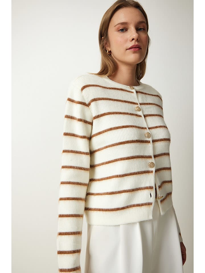 Sveter Happiness Istanbul Creme/ Hellbraun 7610671 Cardigan in Creme/ Hellbraun - 1