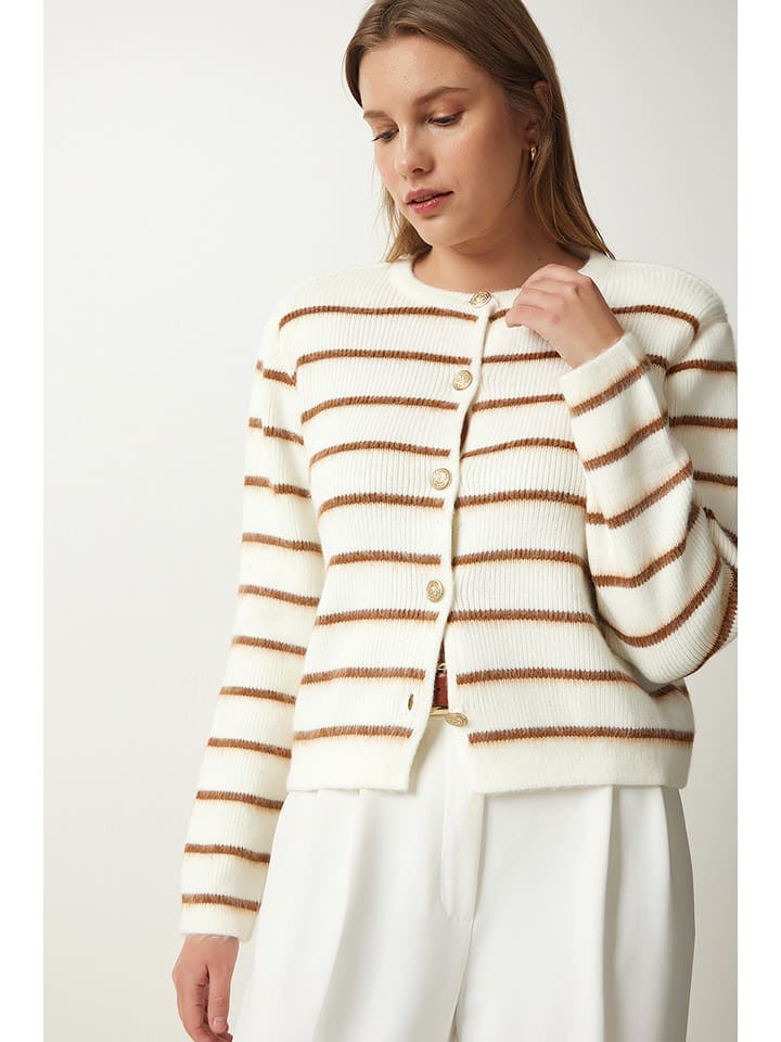 Sveter Happiness Istanbul Creme/ Hellbraun 7610671 Cardigan in Creme/ Hellbraun - 3