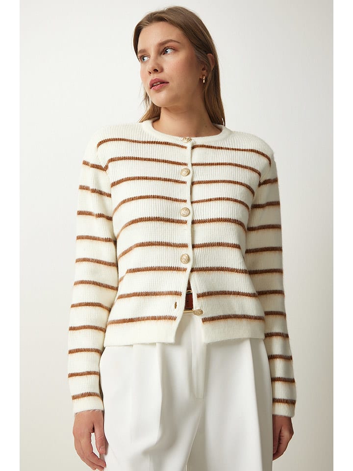 Sveter Happiness Istanbul Creme/ Hellbraun 7610671 Cardigan in Creme/ Hellbraun - 4