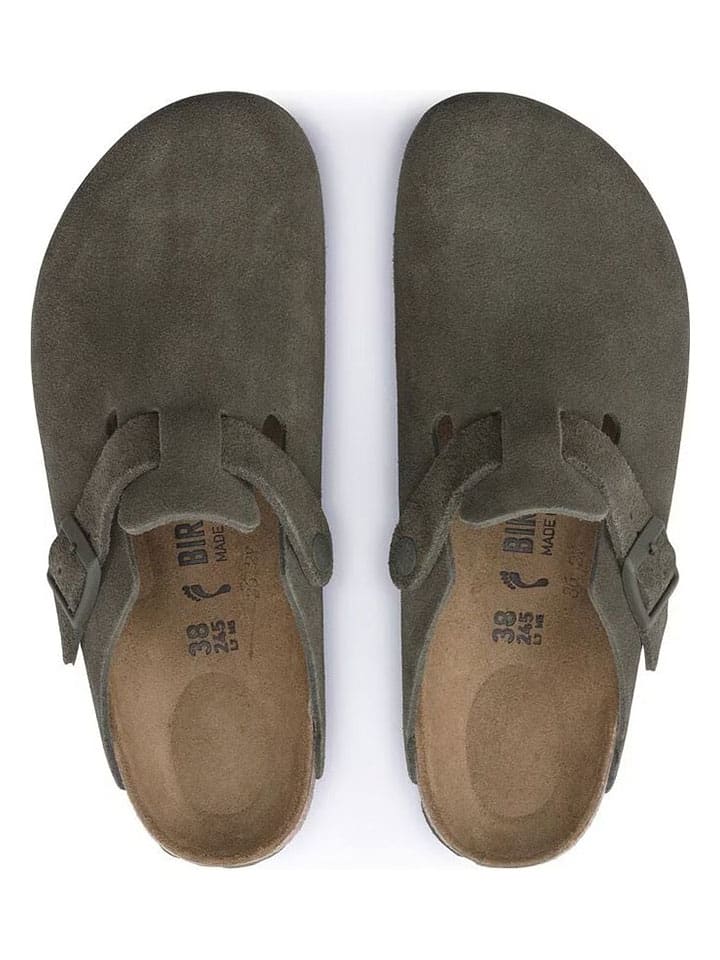 Topánky Birkenstock Khaki 627810 Leder-Clogs "Boston Leve" in Khaki - 5