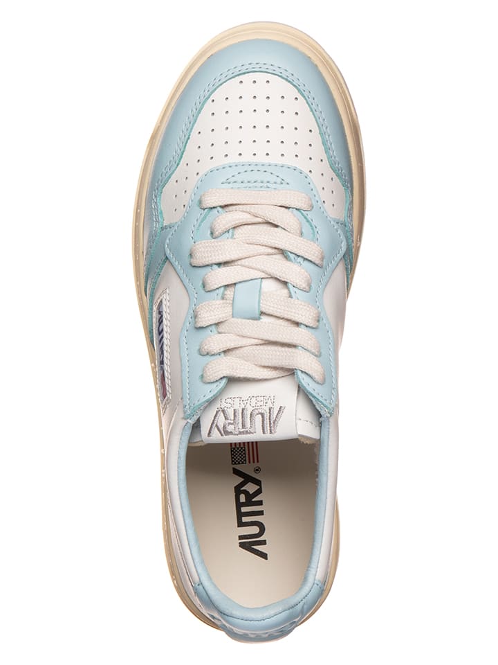 Tenisky AUTRY Weiß/ Hellblau 423231 Leder-Sneakers "Medalist" in Weiß/ Hellblau - 4