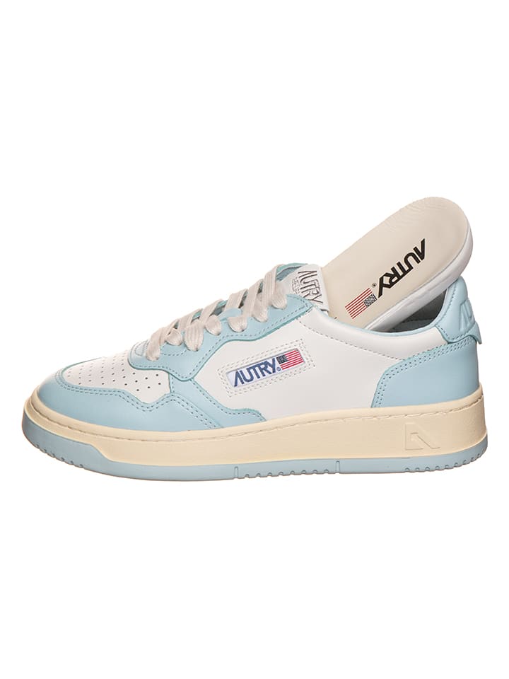 Tenisky AUTRY Weiß/ Hellblau 423231 Leder-Sneakers "Medalist" in Weiß/ Hellblau - 6