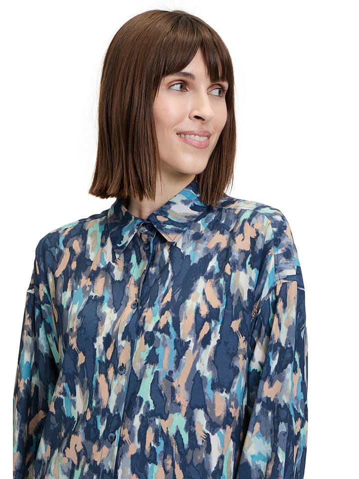 BETTY & CO Dunkelblau/ Hellblau/ Camel 8998125 Bluse in Dunkelblau/ Hellblau/ Camel - 4