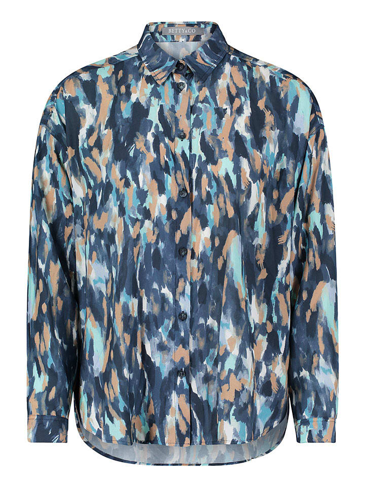 BETTY & CO Dunkelblau/ Hellblau/ Camel 8998125 Bluse in Dunkelblau/ Hellblau/ Camel - 6