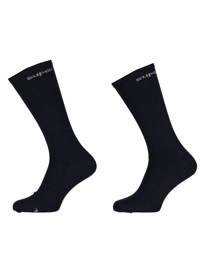 Ponožky super.natural Schwarz 6581587 2er-Set: Wollsocken "Guardians" in Schwarz - 2