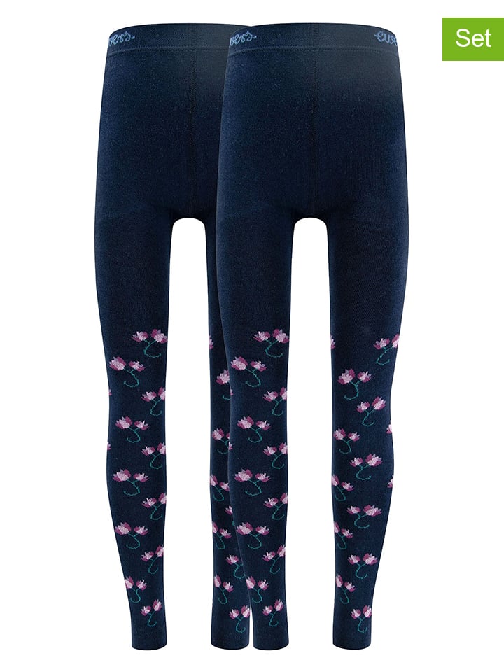 Legíny ewers Dunkelblau 4214298 2er-Set: Leggings "Blümchen" in Dunkelblau - 1